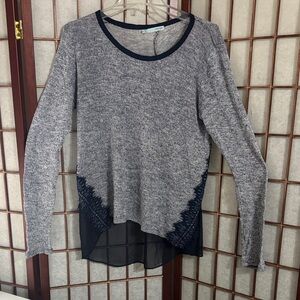 Maurices Gray and Navy Knit Sweater with lace PTP 23 inches Tag cut